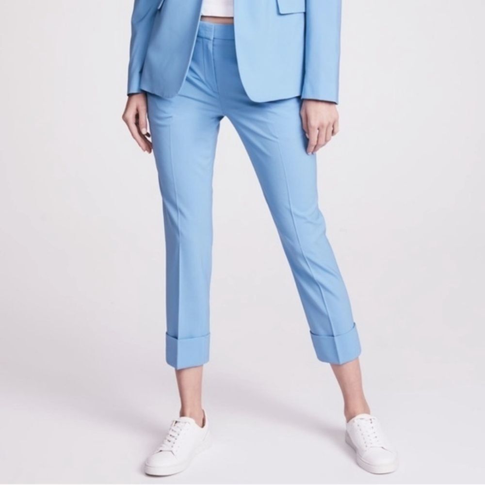 Theory Sky Blue Adjustable Waist Cropped Cuffed Dress Pants - Size 8 Womens